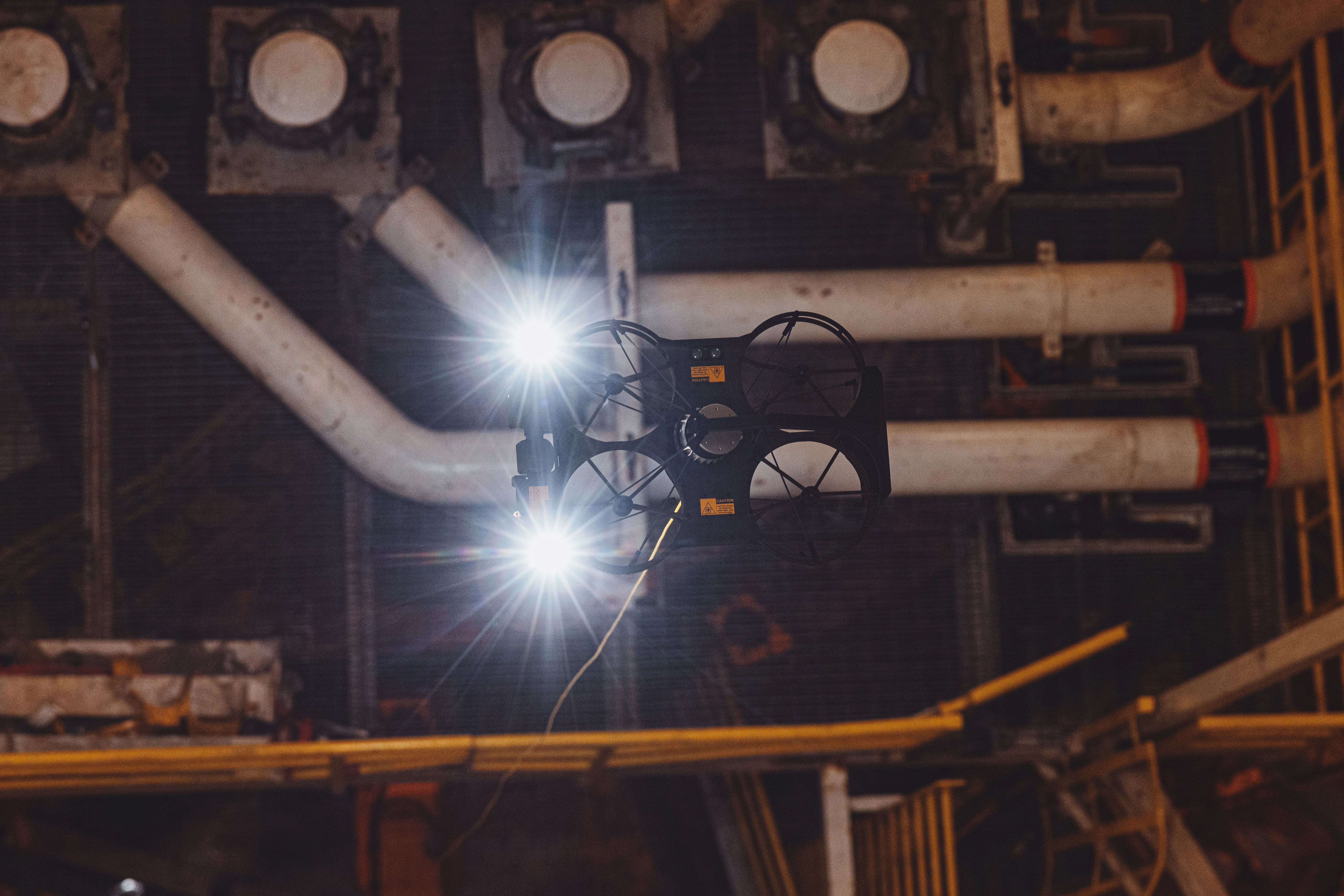 Tank interior confined space drone inspection