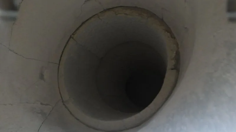 Heater ventilation duct joint condition — internal drone visual inspection